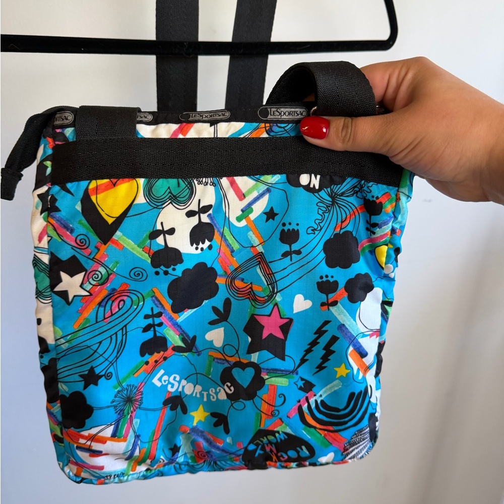 Lesportsac Turquoise Graphic Messenger Bag with Multicolor Accents - Picture 4 of 11